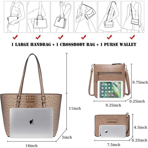 New Montana West Purses and Handbags for Women 3PCS Tote Purse and Walle… - Picture 3 of 5